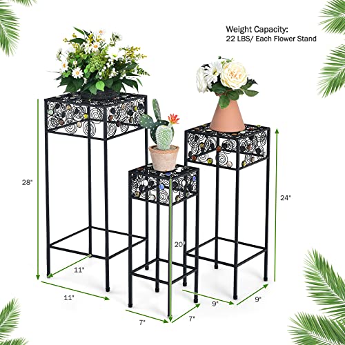 Giantex Metal Plant Stand Set Of 3, Display Rack For Potted Plants With Colorful Ceramic Beads, Irons Planter Supports Flower Pot Display Holder End Table For Home Patio Garden #TOP4