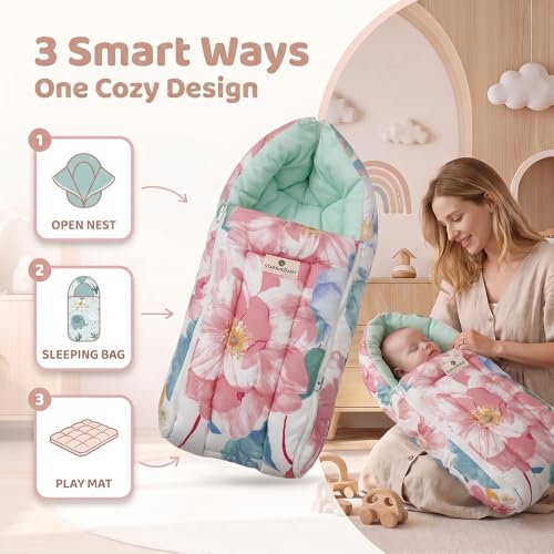 Image of StarAndDaisy 3 in 1 Baby Sleeping Bag for New Born, Baby Bedding Set, Washable & Foldable Cotton Design Godari, Toddlers Bed, Baby Bedding, Baby Mattress, Cradle Bed.