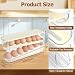 HOTUT 2 Tier Egg Holder for Fridge,Rolling Egg Dispenser Rack,Space Saving Tray,Side-door Fridge Organizer for Kitchen Refrigerator Table (Transparent white)