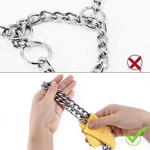 HAPPY HACHI Choke Chain for Dogs 60cm, Strong Slip Chain Collars Anti Chew for Medium Large Pet Dog, Silver Metal Necklace for Puppy Training Walking, M