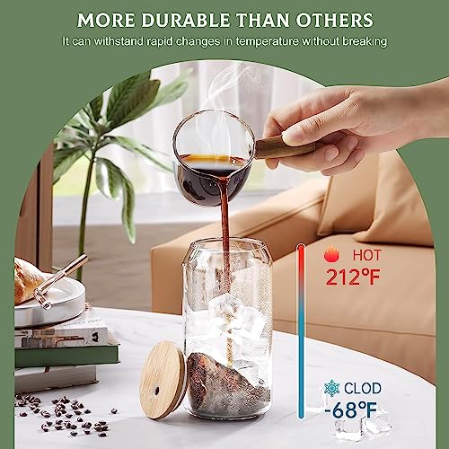 Image of KELVEE Cold Coffee Sipper Beer Can Shaped Tumbler with Wooden Lid Drinking Mug with Straw for Milk Juice Smoothie Green Iced Tea Cup Set of 1,510ml Transparent (Clear)