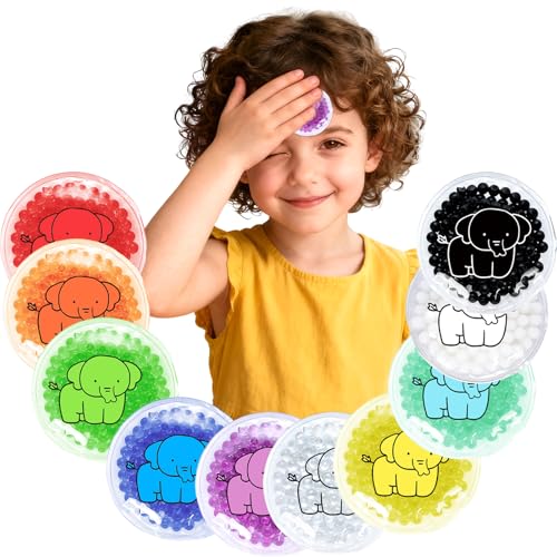 10Pack Kids Ice Packs for Injuries - Reusable Small Gel Ice Packs for Teething Pain Relief Baby Fever Reduction Bumps & Bruises - Flexible Cold Compress for First Aid Kit