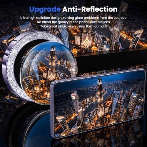 Image of WSKEN for Samsung Galaxy S26 Ultra Camera Lens Protector - Ultra Thin Case Friendly, 9H Shatterproof Tempered Glass with Anti Scratch Metal Circle Camera Screen Protector Cover Accessories, Glitter Violet