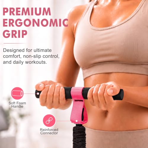 Pedal Resistance Band with Handle, Upgraded Durable Thickened Latex Tubes and Soft Foam Fabric Foot Pedal, Sit Up Exercise Equipment for Abdomen, Waist, Arm, Core/ABS, Leg, Physical Therapy - Image 4