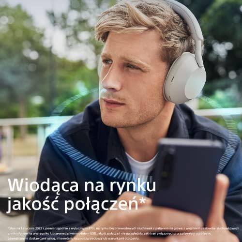 Sony WH-1000XM5 ANC słuchawki bezprzewodowe z redukcją hałasu, bateria 30h, styl nauszny, zoptymalizowane pod kątem Alexy i Asystenta Google, z wbudowanym mikrofonem do rozmów telefonicznych, srebrne