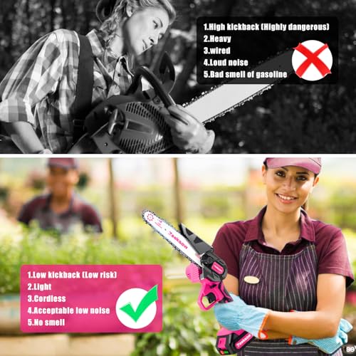 Pink Mini Chainsaw Cordless 6 Inch