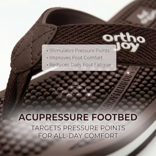 Image of ORTHO JOY Orthopedic Comfort Flip Flops for Men - Acupressure Massage Sole, Anti-Slip Lightweight Slippers