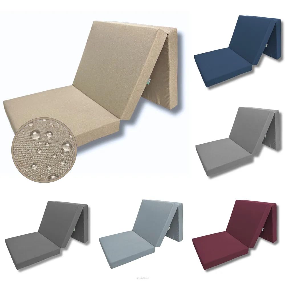 FORTISLINE Klappmatratze 195x60x9 cm - 3-teilige Faltmatratze als Gästematratze, Campingmatratze und Wohnwagenmatratze, wasserabweisender Outdoor-Bezug, Abnehmbarer Bezug, Oeko-TEX Standard 100