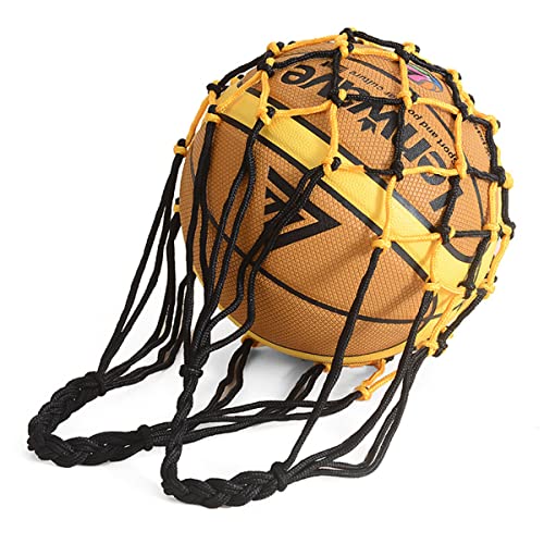 Roysmart Basketball Netz Tasche, Tragbare Ballnetz 1 Ball, Ballnetz Basketball Fußball-Netztasche, Geeignet für Beachvolleyball, Basketball, Stadion und Strand (Blau-Gelb und Schwarz-Gelb) - Image 3