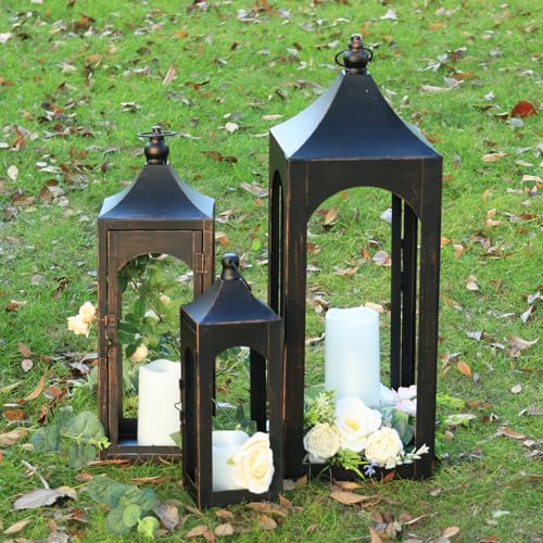 NEEDOMO Lanterns Decorative Indoor&Outdoor,Set of 3 Outdoor Lanterns for Porch,