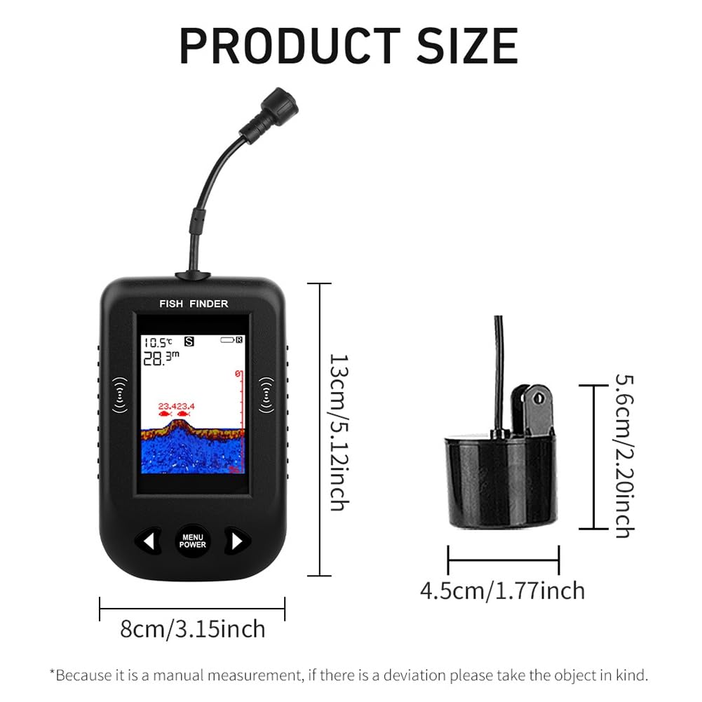 Buscador de Peces Portátil Sonda de Profundidad de Agua con Sensor Transductor Negro
