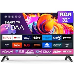 RCA 32 Zoll (80 cm) Smart TV VIDAA Fernseher WiFi, Triple Tuner DVB-T/T2, DVB-C, DVB-S/S2, App Store, HDMI, USB, CI/CI+