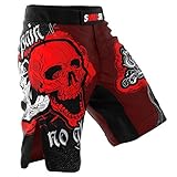 SMMASH Red Skull Herren Sport Shorts für Boxen, Kampfsport, MMA, UFC, Training Sporthose Kurz für Männer, Crossfit Trainingshose Atmungsaktiv und Leicht, Hergestellt in der EU (L)