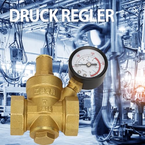DN25 Wasserdruckregler, Wasserdruckregler 1 Zoll Druckregler Ventil Messing Einstellbarer Wasserdruckminderer Reduzierer Manometer Meter