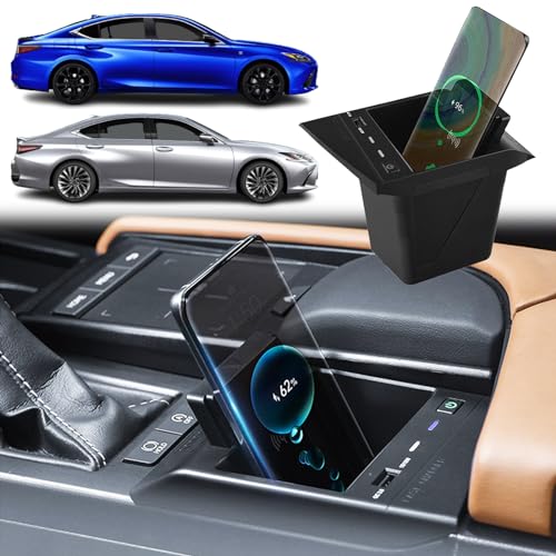 GQQSXZNTD Car Wireless Charger for Lexus ES (2018 2019 2020 2021 2022) Cigarette Lighter Accessories, 15W Wireless & 27W USB Fast Charging Tray for i-Phone Sam-Sung