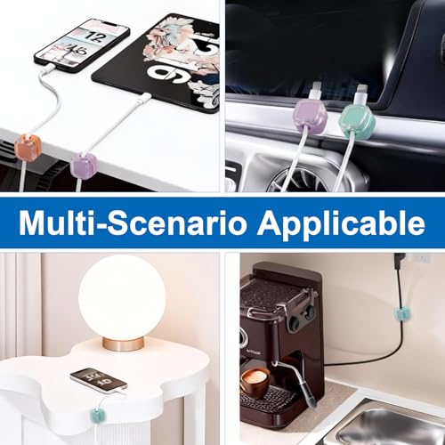 Waziaqoc Organizador de Cables Magnético 6-Pack Mixcolour, Clips Adhesivos para Cable, Soporte de Alambre para Hogar, Oficina y Auto miniatura 5