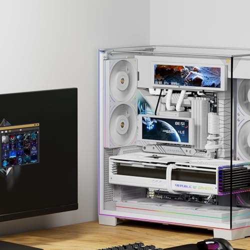 Image of TR Trofeo Vision 9.16in LCD PC Sensor Panel, 1920x480 USB-C, White | 1920x480 display for real-time CPU, GPU, RAM and FPS stats, GIF playback and clean desktop PC case builds