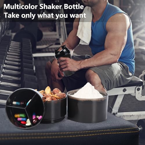 Image of Shaker Bottle,Protein Shaker Bottle, 16 oz GYM Shaker Cup with shaker Ball,Shaker Cups for Protein Shakes, Drink Mixer Bottle with Storage,BAP Free,Leakproof，Black