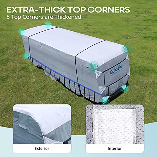 Quictent Upgraded Travel Trailer Rv Cover, Extra-Thick 6-Ply Camper Cover, Fits 24-27Ft Motorhome -Breathable Watertight Quick-Drying Rip-Stop Anti-Uv With 2 Windproof Straps, 4 Tire Covers #TOP5