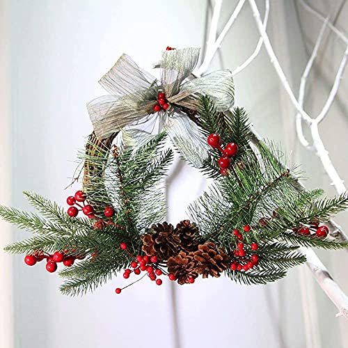 Couronne de Noël artificielle de poinsettia houx rouges 10 pouces durable