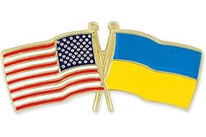 Show Solidarity with the Ukraine-USA Friendship Crossed Flag Enamel Pin
