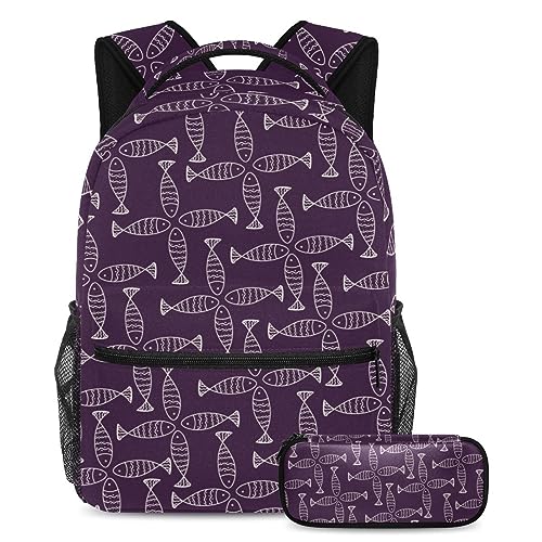 Sac à dos motif poisson et sa trousse le cadeau de rentrée idéal