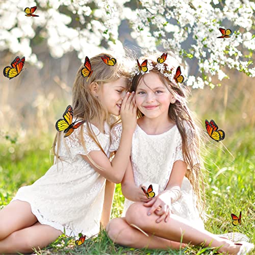 36 Pieces 4 Size Monarch Butterfly Hair Clips 3D Simulation Butterflyr Hair Barrettes Butterfly Headwear Clips For Women And Girls (36 Pieces) #TOP5