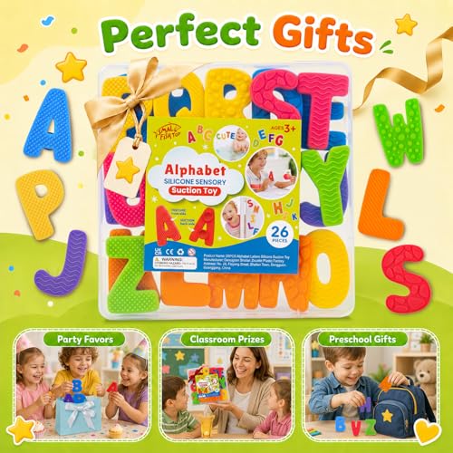 Sensory Toys: 26 Uppercase Letter Textured Fidget Toys with Suction Cup - image 7