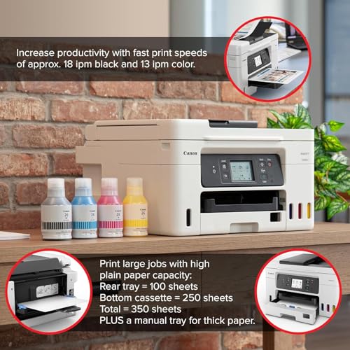 Image of Canon MAXIFY GX4020 All-in-One Printer with 2-Years Ink Included for Home Office, Small Business, Labels and Efficient Wireless Printing (5779C002) + Printer Cable + Cleaning Kit + More (9pc Bundle)