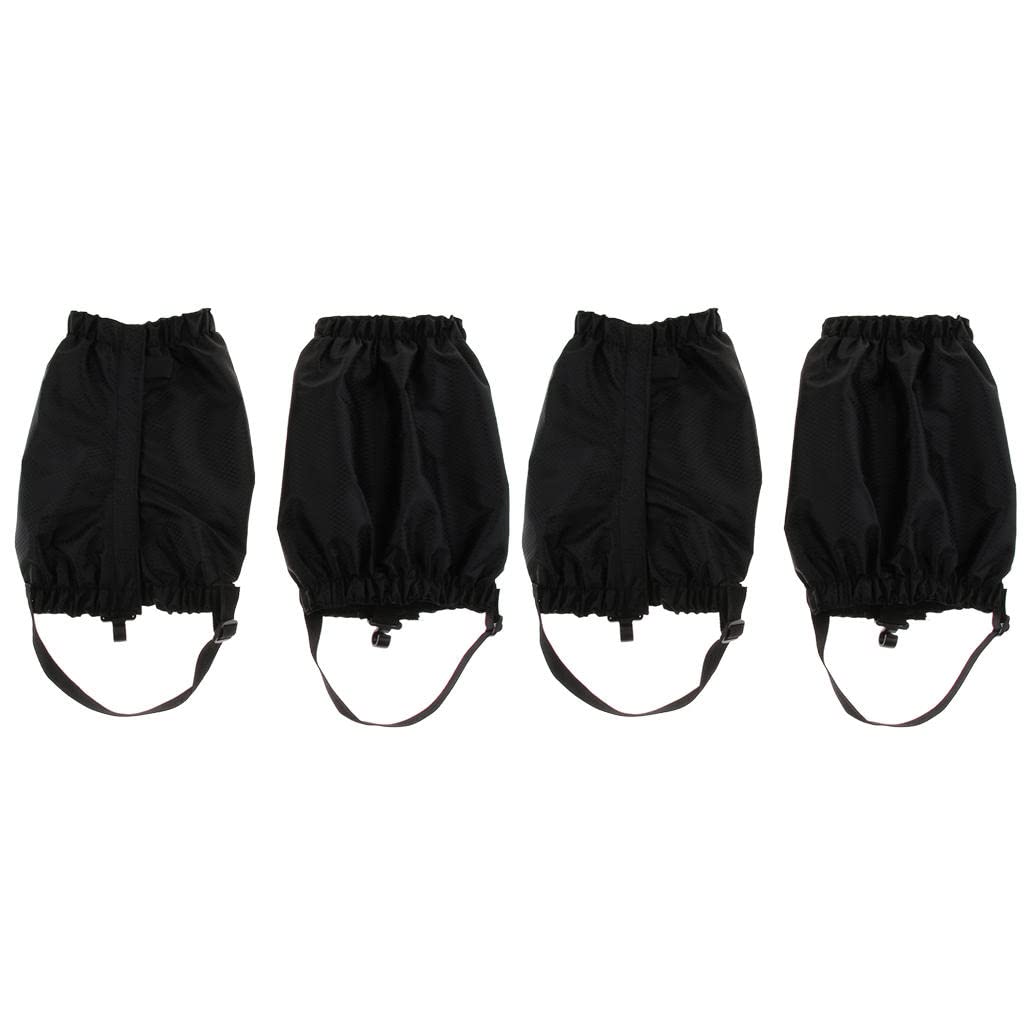 Polainas de tobillo impermeables ajustables para senderismo mochilero - Negro 2 pares
