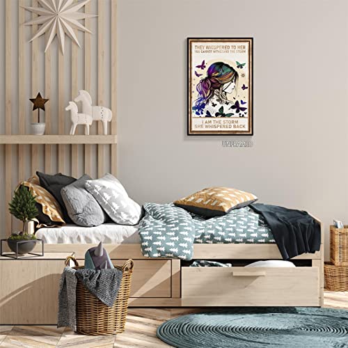 Ixmah Inspirational Quotes She Whispered Back I Am The Storm Canvas Wall Art Motivational Poster Modern Woman Butterfly Painting Positive Affirmations Wall Decor For Girls Bedroom 12X16In Unframed #TOP3