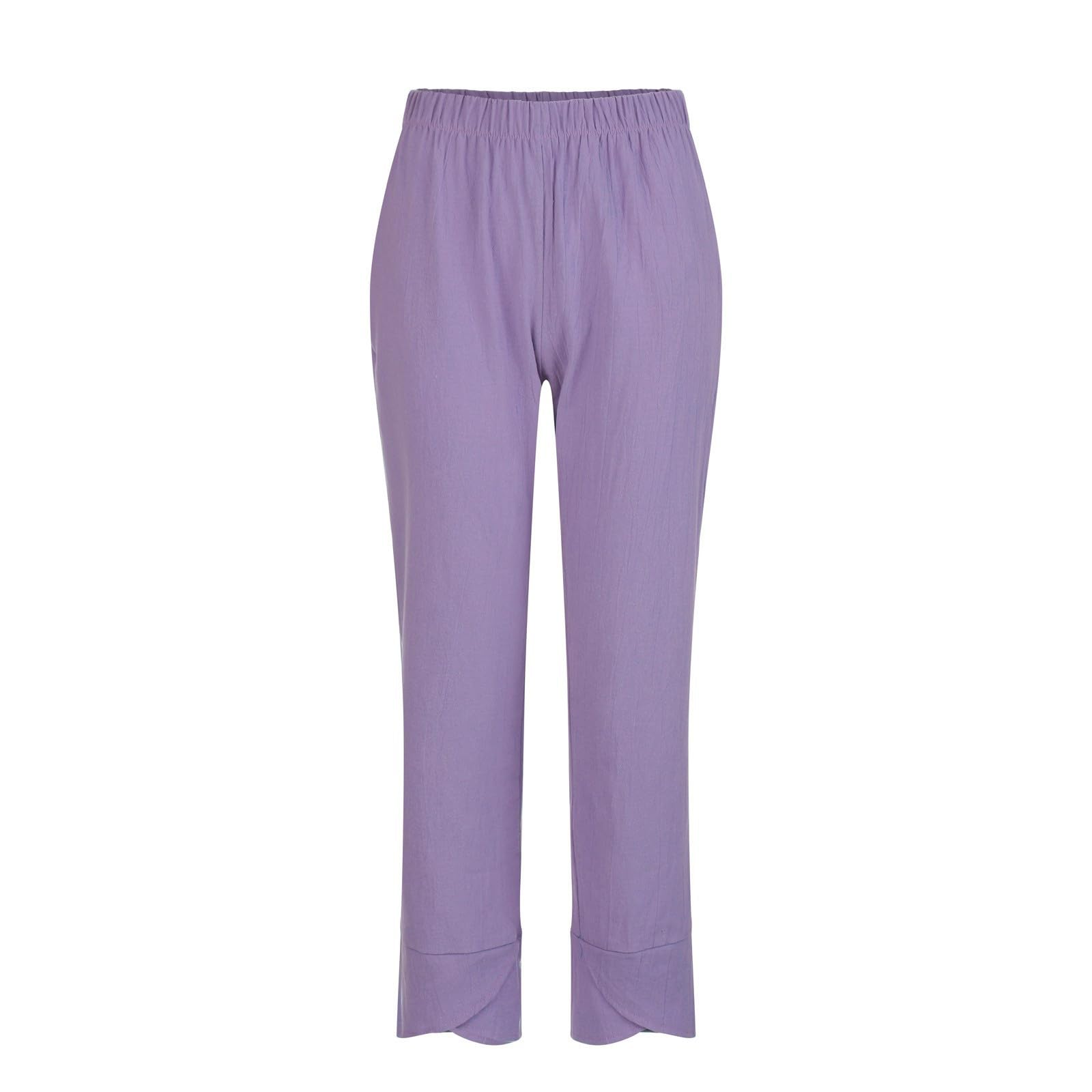 Pantalon en coton décontracté pour femme, taille haute, jambes droites, loisirs, maison, extérieur, quotidien