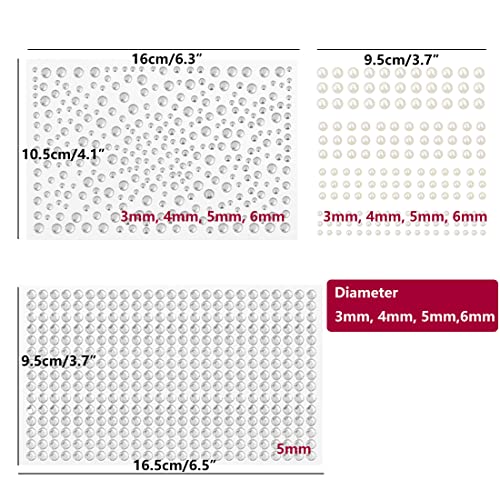 1730Pcs Clear Rhinestones & Pearl Stickers Self Adhesive, Tunan Crystal Stickers Diamond Stickers Bling For Face Beauty Makeup Nail Art Cell Phone Diy Crafts #TOP4