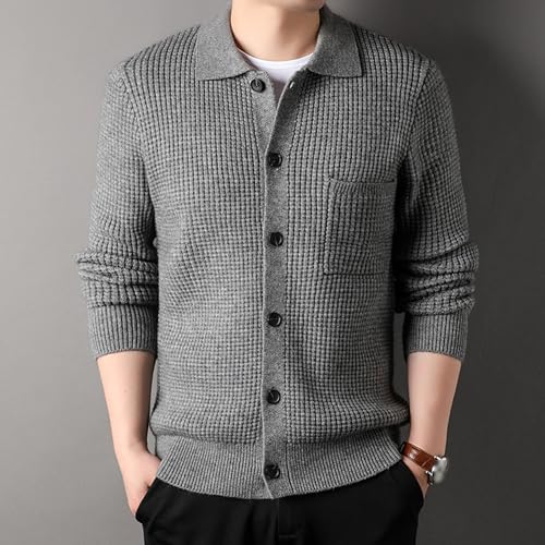 JEKE-DG Men's Lapel Button Down Cardigan Sweater Fashion Loose Sleeve Regular Sweater Casual Open Front Sweaters3