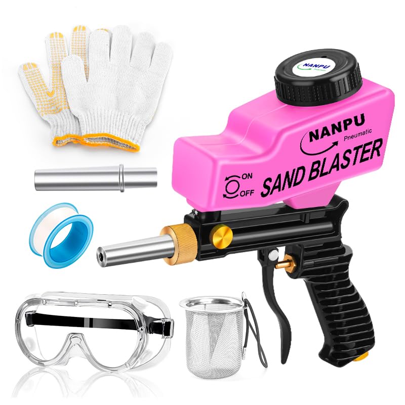 NANPU Light-Duty Air Sandblaster Gun Kit with Gravity Feed, Metal Nozzle
