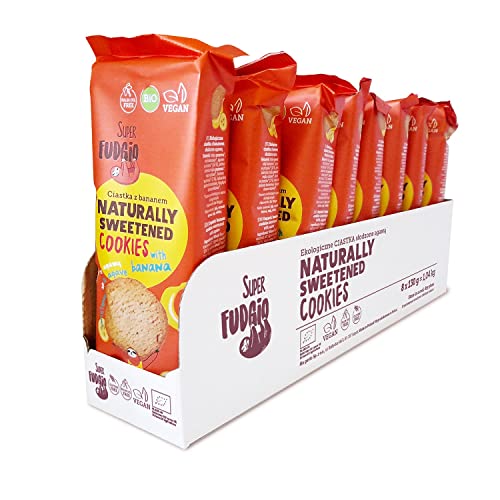 SUPER FUDGiO BIO Kekse | Organic Vegane Cookies natürlich gesüßt mit Agave - ohne Palmöl | gesundes Naschen | 8 x 130 g Cover