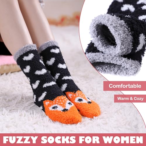 Image of LINEMIN Womens Fuzzy Socks Cozy Fluffy Winter Warm Slipper Socks Microfiber Soft Home Sleeping Socks
