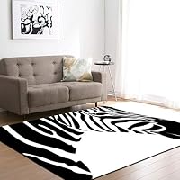 Tapis Moderne Motif Zèbre 3D, Doux Et Antidérapant - 150x200 Cm | Idéal Salon, Chambre, Extérieur | Lavable En Machine