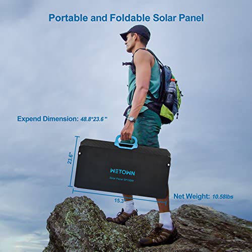 Wetown 100 Watt Solar Panel Portable Sun Track Foldable Solar Panels 100W, 18V Solar Outlets Tx60 + Anderson + Dc + Usb + Type-C + Xt30 Parallel, Solar Generator For Camping Outdoor Rv Waterproof Ip67 #TOP6