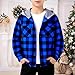 Boys Casual Plaid Hoodies Autumn Fashion Button Up Shirts Girls Long Sleeves Cute (Blue, 13-14 Years)