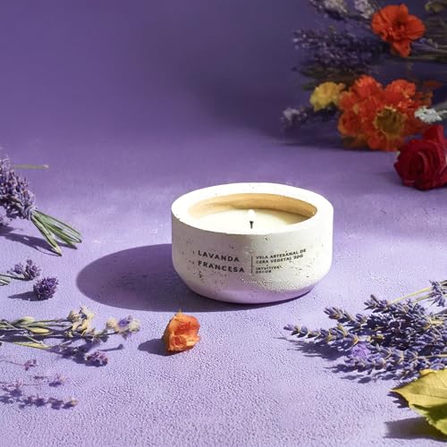 Vela Aromática Lavanda Francesa, 30g, Pote de Concreto Branco, 4-...