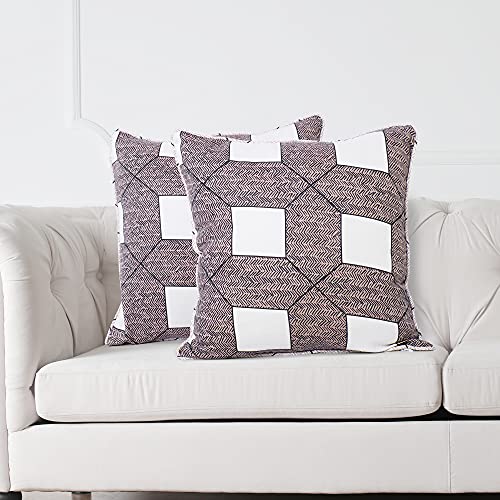 Image of Swayam Set of 2 Geometric Cotton Grey Cushion Cover | 12 x 12 Inch | Soft Breathable Fabric with Hidden Zipper | Decorative & Stylish Cushion Covers for Sofa, Living Room, Bedroom & Couch