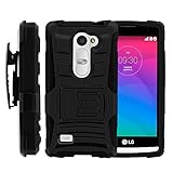 LG Power Case, LG Power Holster, Two Layer Hybrid Armor Hard Cover with Built in Kickstand and Unique Graphic Images for LG Leon C40, H340N, Tribute 2, Power L22C, Destiny L21G, Sunset L33L (T Mobile, Metro PCS, Boost Mobile, Straight Talk, Tracfone) from MINITURTLE | Includes Screen Protector - Black