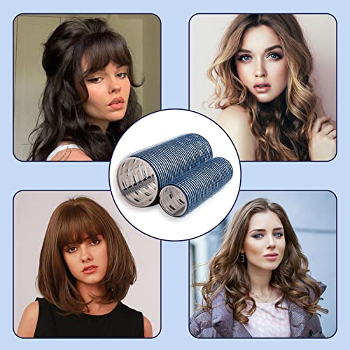 2 Pcs Hair Rollers For Bangs Aluminum Core Long Hair Curler Self Grip Hair Rollers With 2 Hair Clips (4.72 Inch X 1.96 Inch + 4.13 Inch X 1.18 Inch) #TOP6