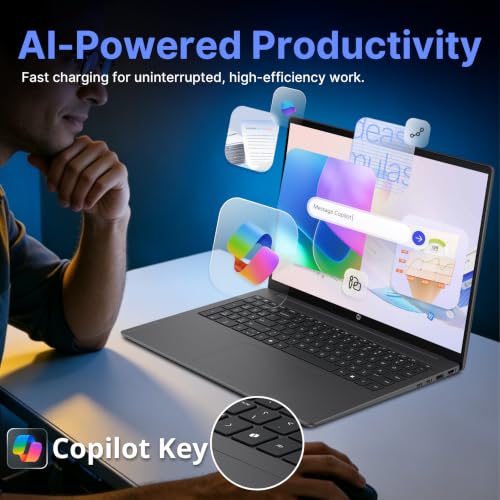 Image of HP OmniBook 3 16 inch WUXGA IPS Touchscreen Laptop, Intel Core Ultra 7 255U, 16GB DDR5, 2TB Storage (1TB SSD+1TB Docking Station), Copilot+ PC, Numeric Keypad, FHD Camera, Win 11 Pro, Mica Silver