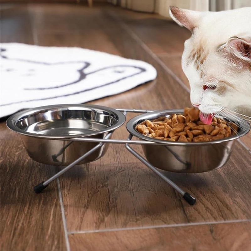BohoBark Dog Bowl Stainless Steel Pet Dogs Cat Double Bowls Durable Iron Stand Food Water Dishes Anti Slip Puppy Feeder Pet Supplies Medium Size (B0CV47CFK2) Amazon Price History, Amazon Price Tracker