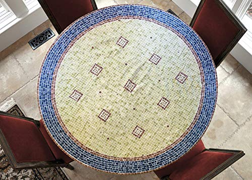 Laminet - Elite Elastic Edged Print Table Pad - Mosaic Blue - Small Round - Fits Tables Up To 44" Diameter - The Ultimate Protection For Your Table!!! #TOP2