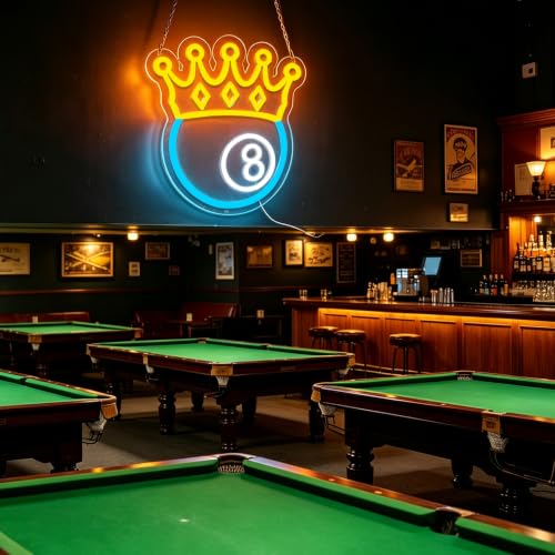 Image of Crown Black Eight Billiards Neon Signs for Wall Decor Led Lights Suitable for Bedroom Man Cave Bar Pub Restaurant Christmas Gift Art
