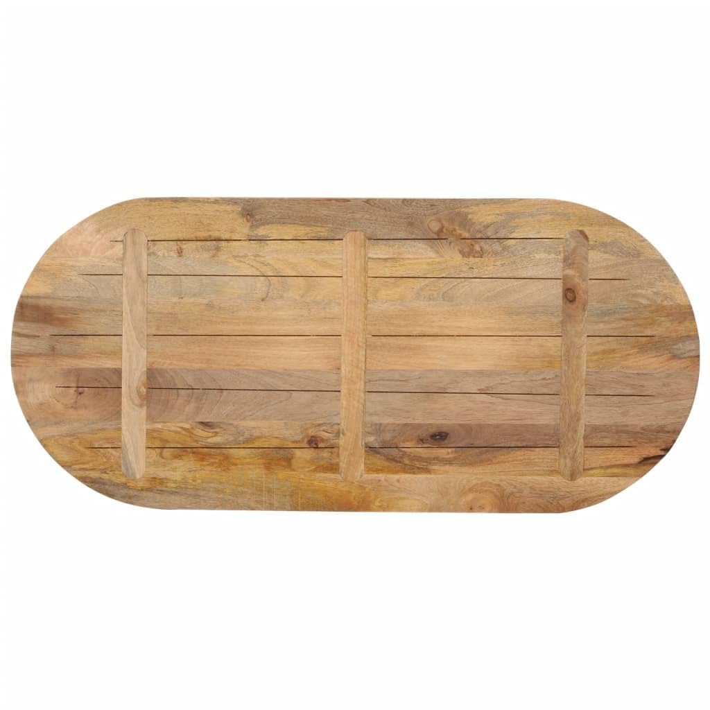 Piano Tavolo Ovale in Legno Massello di Mango 90x40x3,8 cm per Rinnovo Arredamento Casa e Commerciale, Superficie Liscia Facile da Pulire, Design Rustico con Venature