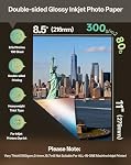 Uinkit 100 Feuilles Thick Lightweight Photo Paper Inkjet Double face Glossy Cardstock 80lb 300Gsm 15.7Mil pour imprimante à encre de colorant A149